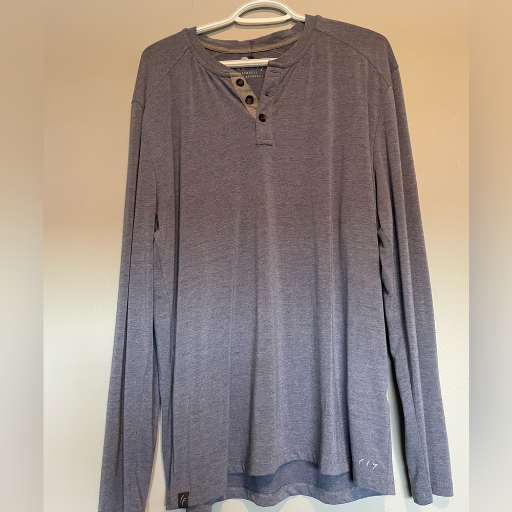 Free Fly Men's Blue Long Sleeve Henley Shirt